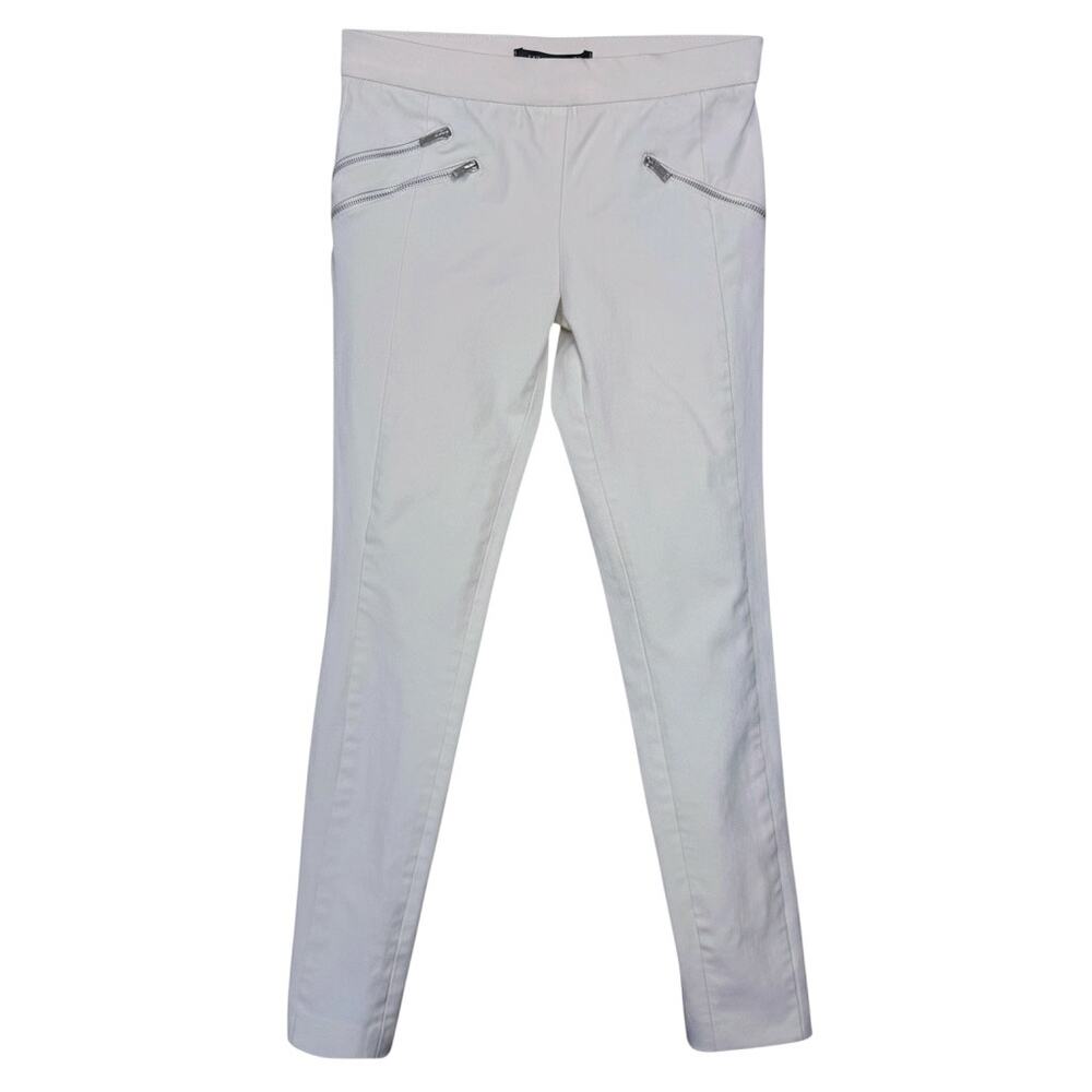 Zara Woman Light Khaki Zipper Pocket Pull On Pants Trousers Utility Motorcycle